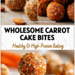 Small round Carrot Cake Energy Balls made with carrots, oats, and nuts arranged as Healthy Carrot Cake Energy Bites.